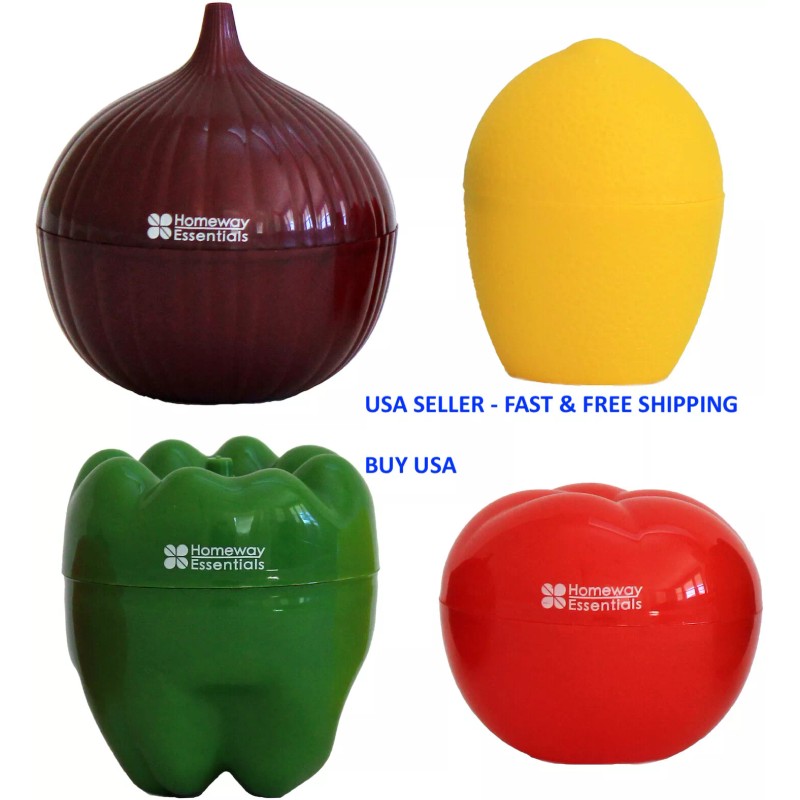 Unbranded 4pcs Containers Vegetable Storage With Onion Pepper Lemon Tomato