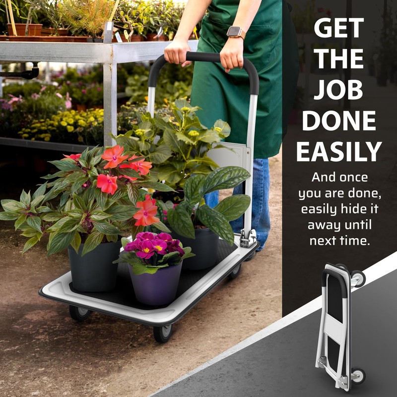 Heavy Duty Foldable Push Cart Dolly | 330 lbs. Capacity