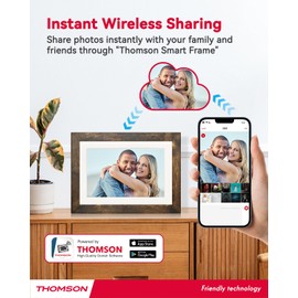 THOMSON Digital Picture Frame with App, 8 Inch Digital Picture Frame, WiFi, 32 GB Memory, Electronic Picture Frame, 1280 x 800 HD IPS Touch Screen, Share Music, Pictures and Videos (Bronze)