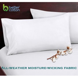 Royale Linens White Cotton Pillow Cases Queen Size Set of 12 - Bed Pillow Covers - 100% Cotton Pillowcases - Soft & Cooling - Envelope Closure - Hotel Quality Bulk Pillowcases 20" x 30"