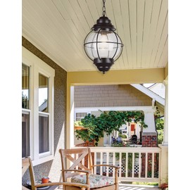 Trans Glob Lighting TG69903 BK Americana One Hanging Lantern Outdoor-Post-Lights, Black