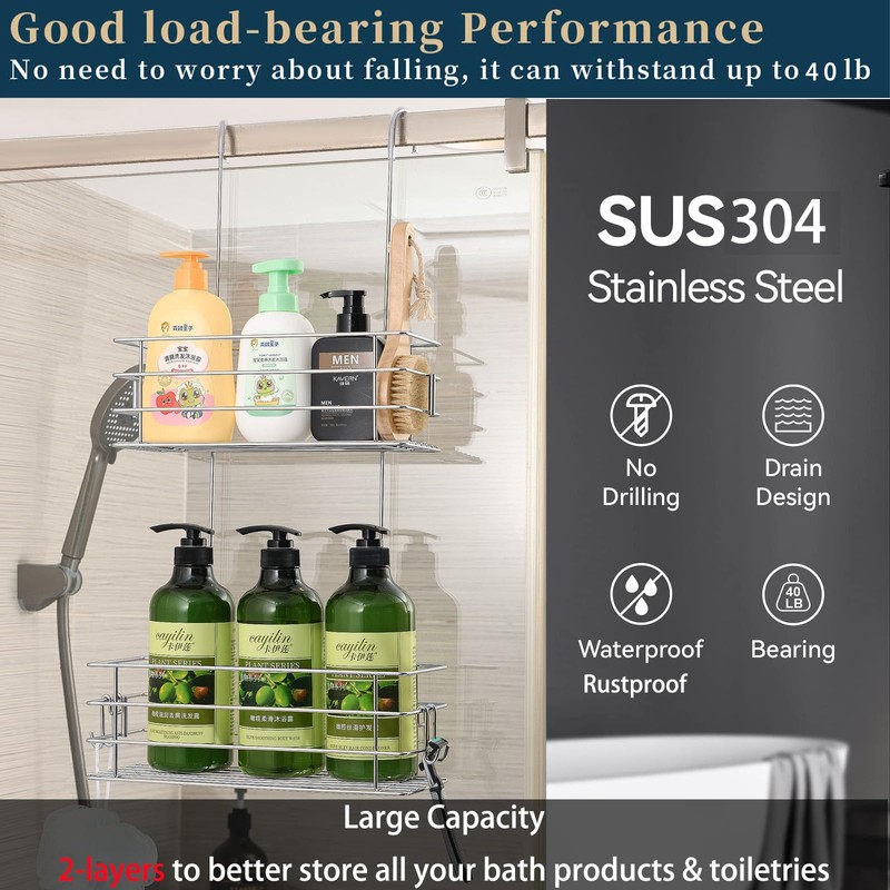 Seltomer Hanging Shower Caddy Bathroom Inside Shower Rack Shampoo Holder