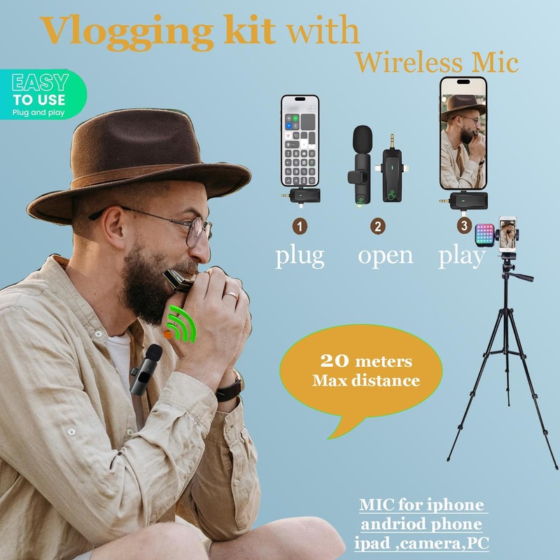 Litchitech Vlogging Kit for iPhone, Vlogging Kit for Andriod Phone,