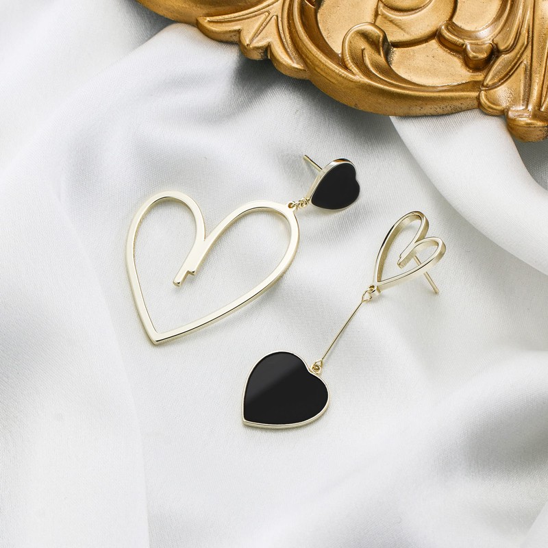 Flyonce Mismatched Earrings for Women, Asymmetric Heart Drop Dangle Earrings,