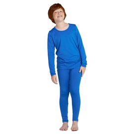 LAPASA Boys Thermal Underwear Set Fleece Lined Long John Base Layer Top Long Sleeves & Bottom Ski Winter Extreme Cold B03 7-8 Years Blue B