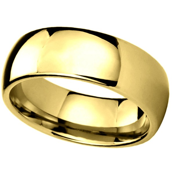 DoubleAccent 8mm Titanium Wedding Bands Promise Rings Yellow Tone High