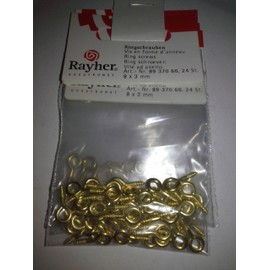 Rayher 8937066 - Viti ad Anello, SB-Btl. 24 Pezzi, in Ottone, 8 x 3 mm