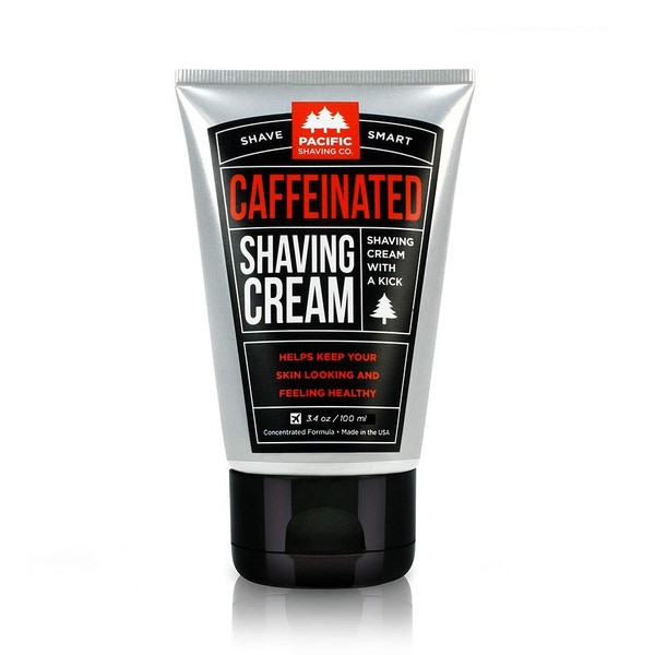 Pacific Shaving Company Caffeinated Shaving Cream - Helps Reduce Appearance of Redness, With Safe, Natural, and Plant-Derived Ingredients, Soothes Skin, No Parabens, Made in USA, 3.4 oz