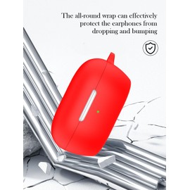 Case for Bose New QuietComfort Earbuds,Soft Protective,Shockproof, BOVUGAC Silicone Case Cover with Keychain & Cleaning Kit & Lanyard-Red