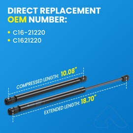 ARANA C16-21220 Gas Struts 18 inch 28lb, 18.7 inch Gas Springs Shocks Props C1621220 Lift Support for Leer Topper Window Truck Cap Snugtop Camper Shell A.R.E Truck Canopy Replacement Parts, Set of 2