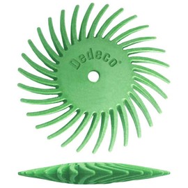 Dedeco Sunburst Radial Bristle Discs 48-Pack - 7/8" Curved Knife-Edge - Light Green 1 Grit (Ultra-Fine, 1 Micron) - Aluminum Oxide for Polishing & Finishing
