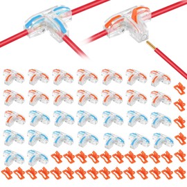 Linkstyle 30PCS Lever Nut 3 Wire Connectors, T Tap Connectors for AWG 28-12 Wiring, Push in 3 Way Wire Connector, with 30pcs Mount Bases