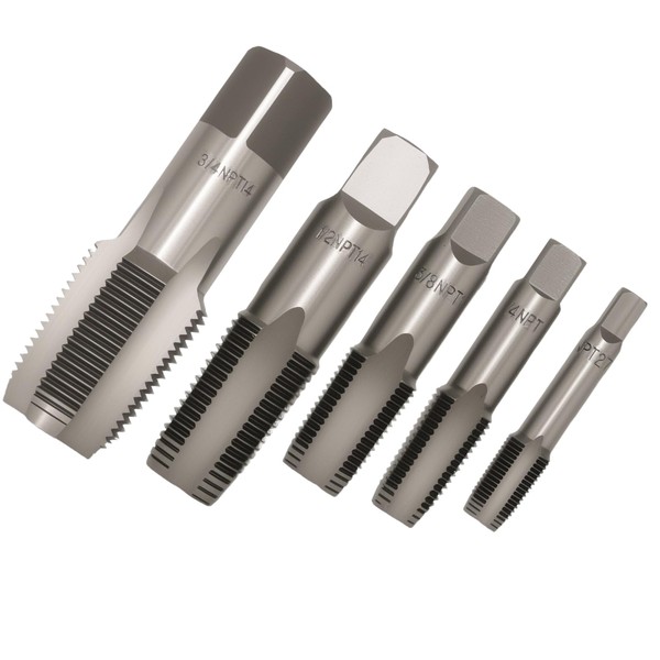 Hoypeyfiy 5Pcs NPT Pipe Thread Taps Set, 1/8" 1/4" 3/8"