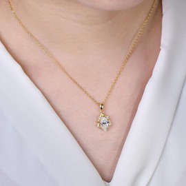 AOKSUNS Pendant Necklace for Women, 5A Cubic Zirconia Solitaire Necklace for Women, CZ Vintage Teardrop Pendant 18"+2" Adjustable Chain, Trendy Jewelry Gift Birthday Anniversary Valentines, Gold