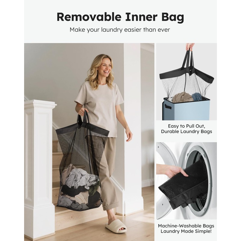 SOLEDI Laundry Hamper with Lid 100L Large & Tall Collapsible