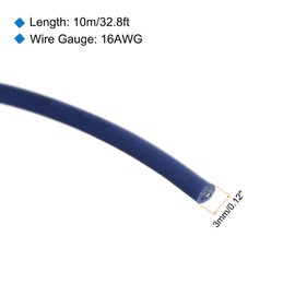 sourcing map 16AWG Wire 16 Gauge Stranded Wire PVC Hookup Wire 10M/33ft Blue, Electrical Wire UL1007 Spool Tinned Copper Wire for Internal Connecting Wire, Marine