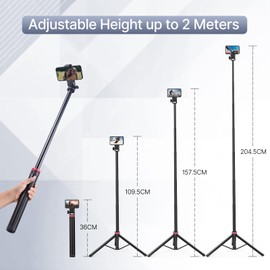 ULANZI MT-79 Extendable Tripod Aluminum, 81" Portable Adjustable Light Stand with 1/4" Screw, 360° Ball Head Camera Phone Tripod for Camera Video Light Smartphone, Lightweight for Travel