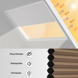 MYshade Cordless Skylight Shades 100% Blackout Cellular Honeycomb Blinds for Roof Inclined Plane & Room Windows - Custom Size Light Filtering Room Darkening Shades, Easy Installation (Brownish red)