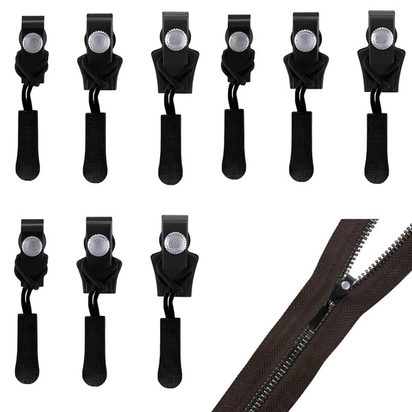 9Pcs Zipper Repair Kit, Removable Zipper Pull Replacement, 3 Sizes