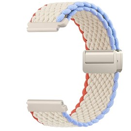 Elastic Strap for Garmin Vivomove 3/Vivomove Luxe/Vivomove Style/Vivomove Sport/Vivomove Trend, 20mm Soft Breathable Nylon Bracelet Replacement Band for Vivoactive 5 (Beige/Orange)