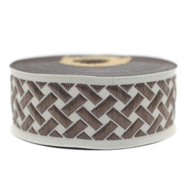 10 Meters 35mm Brown and Light Beige Jacquard Woven Celtic Knot Rolls Ribbon Embroidered Craft Clothing Haberdashery Crafts Decoration Medieval Stitching 35274-V8