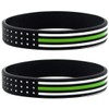 (6-Pack) Thin Green Line American Flag Bracelets - Bulk Pack