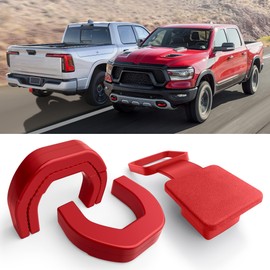 Tow Hook Covers for RAM 1500 Accessories (2019-2025). Paired with 2 - inch Rear Trailer Hitch Cover Heavy - Duty Protection(Not Fit for RAM 1500 Classic, Warlock, RAM 2500, RAM 3500) (Red)