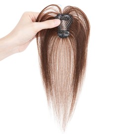 MY-LADY Bangs Hair Clip in Bangs Human Hair 360° Cover 3D Air Bangs Fringe with Temples Hairpieces for Women Clip on Bangs One Piece Hair Extension for Party Dark Brown