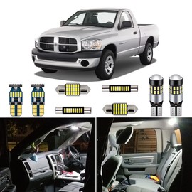 AUTOGINE 10 Piece White LED Interior Lights Kit for Dodge Ram 2003 2004 2005 2006 2007 2008 Super Bright 6000K LED Interior Light Bulbs Package + Install Tool
