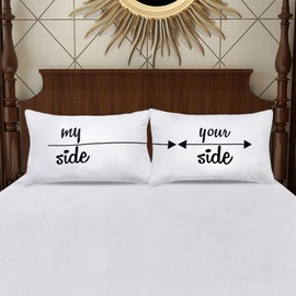 DasyFly My Side and Your Side Couples Pillowcases,His Hers Pillow Case,Funny Couples Gifts For Wedding Anniversary Engagement V-day Chirstmas.Cute His and Hers Gifts for Couples