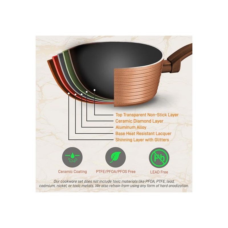 NutriChef 12-Piece Hard Anodized Nonstick Cookware Set - Induction Ready