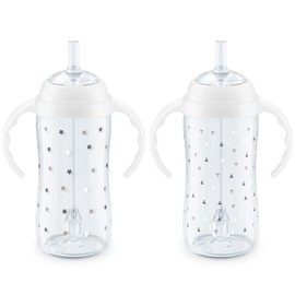 NUK Learner Straw Cup, 10oz, 2-Pack - Toddler Sippy Cup with Soft Straw for Easy Drinking, Suitable for Ages 8 Months and Up, Timeless Collection