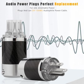 BCF4-T High-End Black Carbon Fiber Plug Transparent US AC Power Connector for Audio DIY Power Cable(One Pair) (Rhodium Plated)