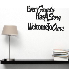 MEMORY MATS & WORD ART Family Themed Handmade Decorative Wall Signs, Kitchen, Home, Restaurant Decoration, 18 x 12 Inches (Every Family Has A Story Welcome to Ours)