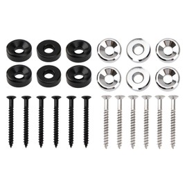 12Pcs Yootones Guitar Neck Joint Ferrules Bushing with Screws Compatible with Bass Electric Guitar(Black+Silver)