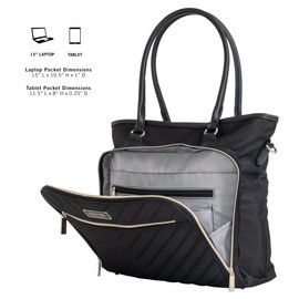 Kenneth Cole REACTION Chelsea Quilted Chevron 15" Laptop & Tablet Business Tote with Removable Shoulder Strap, Black
