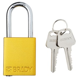 Brady Safety Lockout Padlock Sets - 6 Pack - Yellow - Keyed Different Safety Lockout Padlocks - 2 Keys Per Lock - SDAL-YLW-38ST-KD6