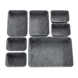 WENKO Drawer Organiser Felt, 7-Piece Storage Aid for Drawers Made of Recycled Polyester Felt, Many Combinations Possible with Boxes in 3 Different Sizes, Black/Grey