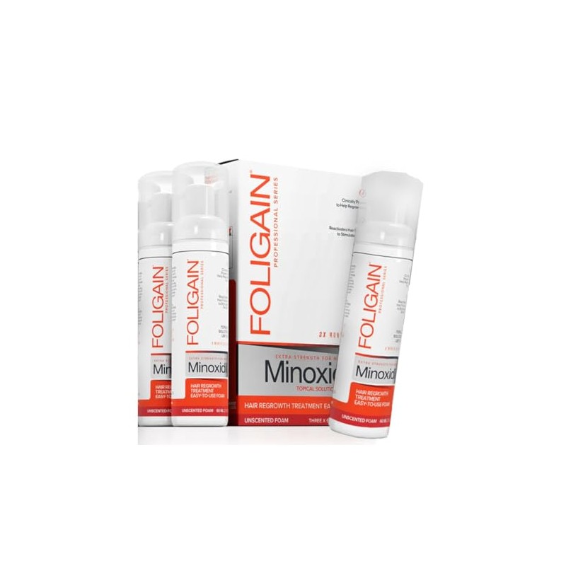 Foligain Espuma para el cabello para hombres con 3 frascos