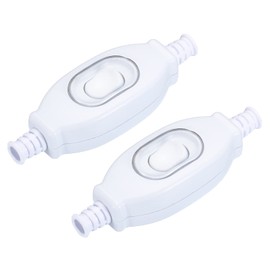 sourcing map 6mm Waterproof Appliance Switch, AC 250V 3A ON/OFF Inline Cord Rocker Switches IP65 for Lamp White, CE Certification, Pack of 2