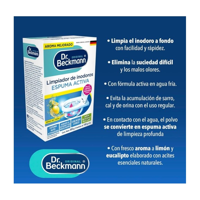 Dr. Beckmann, Limpiador de Inodoros Espuma Activa, 3 Bolsitas de