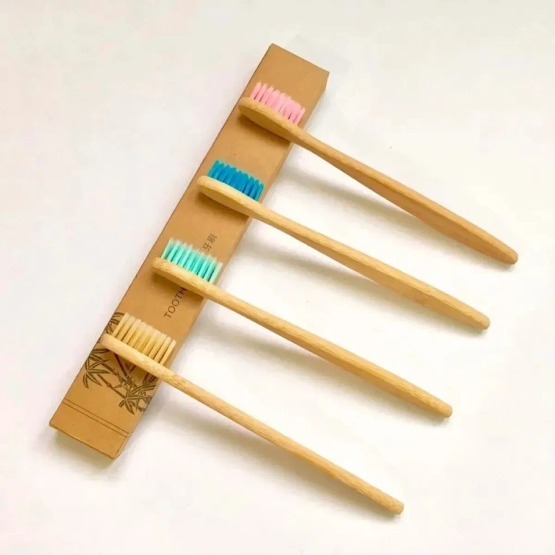 Paquete Cepillo Dientes Bambú Biodegradable Ecológico 30 Pz Color Infantil