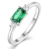 Vesitim Dainty Baguette Wedding Band Sterling Silver Emerald-Cut Created Emerald Jewelry Size 9 Stackable Rings for Women