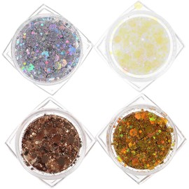 Gel de Purpurina Corporal 4 Piezas Pet para Fiestas y Eventos Aplicación Fácil, Lavable y Versátil, sin Irritación Ocular, para Mujeres y Niños