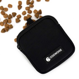 Waterproof Dog Treat Pouch, Dog Training Treat Pouch Built in Poop Bag Dispenser Adjustable Shoulder Bag (BLK)