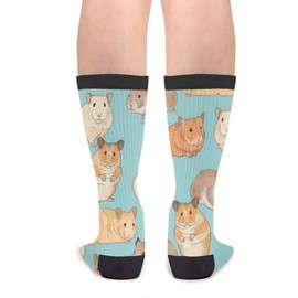 Hamsters On Light Blue Unisex Adult Fun Cool 3D Print Colorful Athletic Sport Novelty Crew Tube Socks