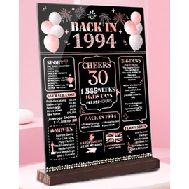 VivaJoy 30th Birthday Gifts for Women Acrylic with Wooden Base, 30th Birthday Commemorative Gift, 30th Birthday Gift Ideas for Women, 30th Birthday Gifts for Happy Anniversary