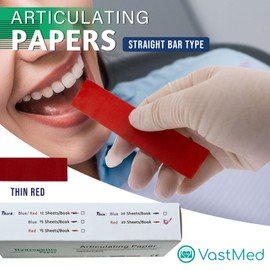 240PCs Dental Grade Articulating Papers by VASTMED | Micron Bite Articulating Paper & Film Doubled Side for Occlusal and Interproximal Adjustments