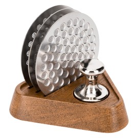 3-Pack puck screen & Espresso Tamper Set with Magnetic、 Wooden Base:53.5mm Stainless Steel espresso puck screen (Reusable Filter) for Breville Barista Express (BES870), Pro, Touch, Bambino, Infuser