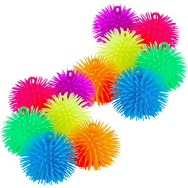 Kicko Puffer Balls - Assorted Colors, Spiky Balls for Kids, Sensory Game, Stress Relief - 5.5'' - 6 Pack